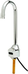 T&S Brass - Deck Plate Mounted Electronic User Adjustable Temperature Control Mixer Faucet - Powered by 120 Volt AC/DC, Gooseneck Spout, Single Hole Mounting Centers - Exact Industrial Supply