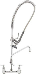 T&S Brass - Riser with Spring Guide, 2 Way Design, Wall Mount, Wall Pre Rinse Faucet Assembly - Lever Handle - Exact Industrial Supply