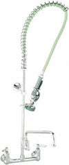 T&S Brass - Riser with Spring Guide, 2 Way Design, Wall Mount, Pre Rinse Faucet Assembly - Lever Handle - Exact Industrial Supply