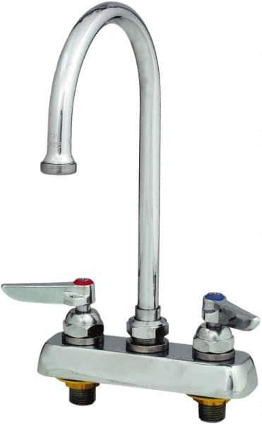 T&S Brass - Standard, 2 Way Design, Deck Mount, Workboard Deck Mount Faucet - 8-3/4 Inch Spout, Lever Handle - Exact Industrial Supply