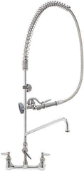 T&S Brass - Riser with Spring Guide, 2 Way Design, Wall Mount, Wall Pre Rinse Faucet Assembly - Lever Handle - Exact Industrial Supply