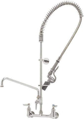 T&S Brass - Riser with Spring Guide, 2 Way Design, Wall Mount, Wall Pre Rinse Faucet Assembly - Lever Handle - Exact Industrial Supply