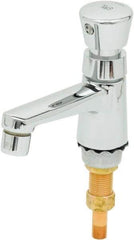 T&S Brass - Push Button Handle, Deck Mounted Bathroom Faucet - Metering Faucet, No Drain, Standard Spout - Exact Industrial Supply