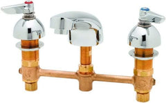T&S Brass - Lever Handle, Deck Mounted Bathroom Faucet - Two Handle, No Drain, Standard Spout - Exact Industrial Supply
