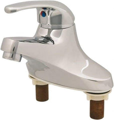 T&S Brass - Straight Handle, Deck Mounted Bathroom Faucet - One Handle, No Drain, Standard Spout - Exact Industrial Supply