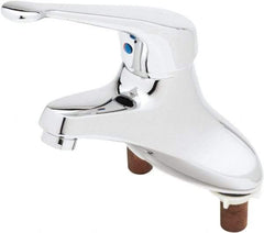 T&S Brass - Straight Handle, Deck Mounted Bathroom Faucet - One Handle, Pop Up Drain, Standard Spout - Exact Industrial Supply