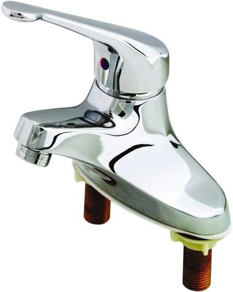 T&S Brass - Multi Position Handle, Deck Mounted Bathroom Faucet - One Handle, No Drain, Standard Spout - Exact Industrial Supply