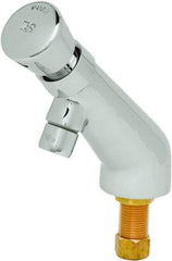 T&S Brass - Push Button Handle, Deck Mounted Bathroom Faucet - One Handle, No Drain, 6 Cast Spout - Exact Industrial Supply