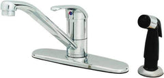 T&S Brass - Faucet Mount, Deck Plate Faucet with Spray - One Handle, Single Handle, High Spout, No Drain - Exact Industrial Supply