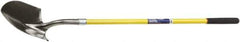 Ability One - 11" High x 9" Wide Round Steel Shovel - 48" Long Fiberglass Straight Handle - Exact Industrial Supply