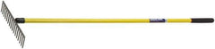 Ability One - Flat Rake with 62" Straight Fiberglass Handle - 16 Tines, 3" Tine Length - Exact Industrial Supply
