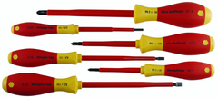 Insulated Slotted Screwdriver 3.4; 4.5; 6.5mm & Phillips # 1; 2 & 3. 6 Piece Set - Exact Industrial Supply