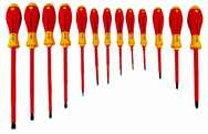 Insulated Slotted Screwdriver 2.0; 2.5; 3.0; 3.5; 4.5; 5.5; 6.5; 8.0; 10.0mm & Phillips # 0; 1; 2; 3. 13 Piece Set - Exact Industrial Supply