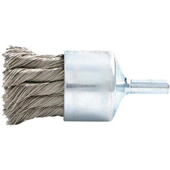 Brush Research Mfg. - 1.13" Brush Diam, Knotted, End Brush - 1/4" Diam Steel Shank, 20,000 Max RPM - Exact Industrial Supply