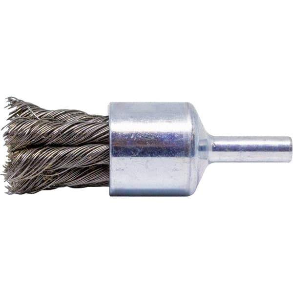 Brush Research Mfg. - 3/4" Brush Diam, Knotted, End Brush - 1/4" Diam Steel Shank, 20,000 Max RPM - Exact Industrial Supply