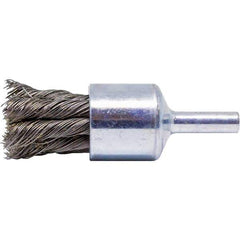 Brush Research Mfg. - 3/4" Brush Diam, Knotted, End Brush - 1/4" Diam Steel Shank, 20,000 Max RPM - Exact Industrial Supply