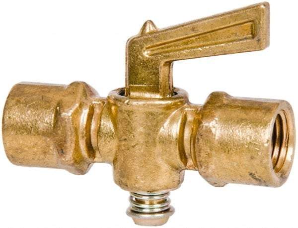 Parker - 1/4" Tube, Compression Pipe to Compression Pipe Drain Cock & Shutoff Valve - 1/4-18 Thread, 30 Max psi - Exact Industrial Supply