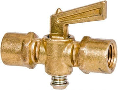 Parker - 1/4" Tube, Compression Pipe to Compression Pipe Drain Cock & Shutoff Valve - 1/4-18 Thread, 30 Max psi - Exact Industrial Supply