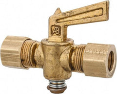 Parker - 3/8" Tube, Compression Pipe to Compression Pipe Drain Cock & Shutoff Valve - 3/8-18 Thread, 30 Max psi - Exact Industrial Supply