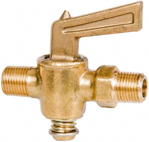 Parker - 1/8" Pipe, Male Pipe to Male Pipe Drain Cock & Shutoff Valve - 1/8-27 Thread, 30 Max psi - Exact Industrial Supply