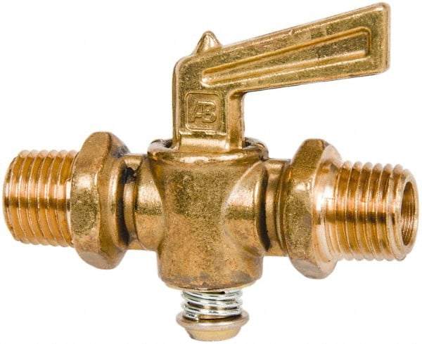 Parker - 1/4" Pipe, Male Pipe to Male Pipe Drain Cock & Shutoff Valve - 1/4-18 Thread, 30 Max psi - Exact Industrial Supply