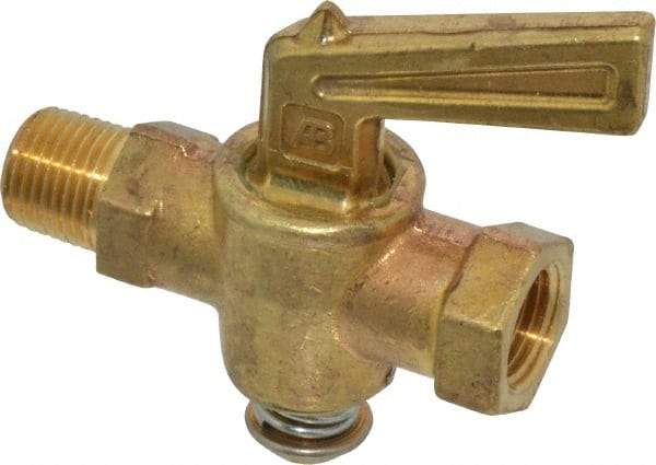 Parker - 1/8" Pipe, Female Pipe to Male Pipe Drain Cock & Shutoff Valve - 1/8-27 Thread, 30 Max psi - Exact Industrial Supply