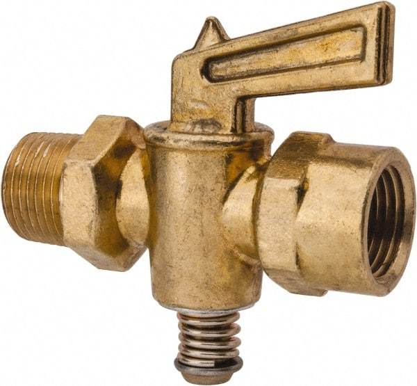 Parker - 3/8" Pipe, Female Pipe to Male Pipe Drain Cock & Shutoff Valve - 3/8-18 Thread, 30 Max psi - Exact Industrial Supply