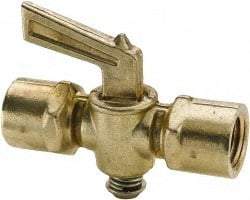 Parker - 1/4" Pipe, Female Pipe to Female Pipe Drain Cock & Shutoff Valve - 1/4-18 Thread, 30 Max psi - Exact Industrial Supply