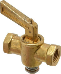 Parker - 1/8" Pipe, Female Pipe to Female Pipe Drain Cock & Shutoff Valve - 1/8-27 Thread, 30 Max psi - Exact Industrial Supply