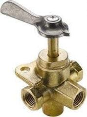 Parker - 1/4" Pipe, Female Pipe Drain Cock & Shutoff Valve - 1/4-18 Thread, 30 Max psi - Exact Industrial Supply