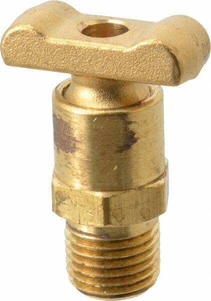 Parker - 1/4" Pipe, Male Pipe Drain Cock & Shutoff Valve - 1/4-18 Thread, 150 Max psi - Exact Industrial Supply