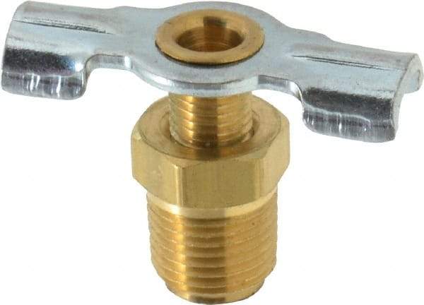Parker - 1/8" Pipe, External Seal Drain Cock & Shutoff Valve - 1/8-27 Thread, 150 Max psi - Exact Industrial Supply