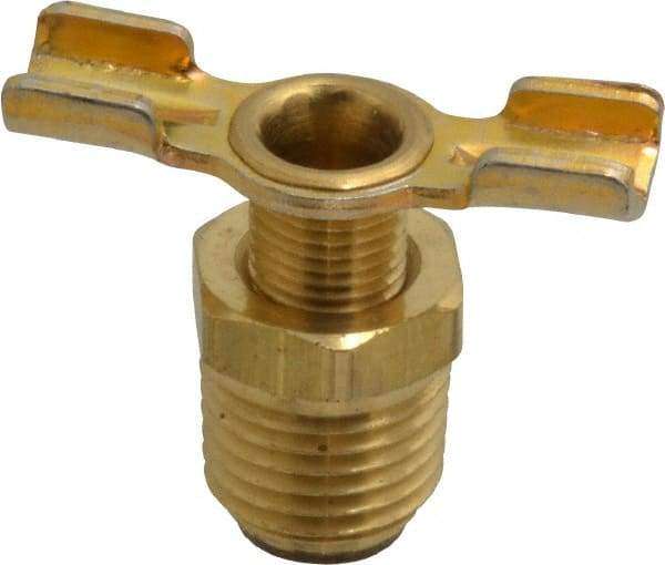 Parker - 1/4" Pipe, External Seal Drain Cock & Shutoff Valve - 1/4-18 Thread, 150 Max psi - Exact Industrial Supply