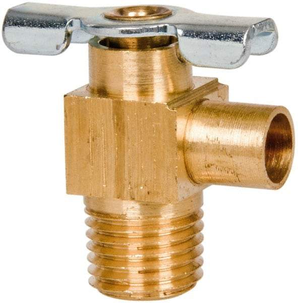 Parker - 1/4" Pipe, 3/8" Tube, Tube to Male Pipe Drain Cock & Shutoff Valve - 1/4-18 Thread, 150 Max psi - Exact Industrial Supply