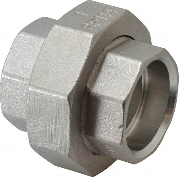 Merit Brass - 1" Grade 316 Stainless Steel Pipe Union - Socket Weld x Socket Weld End Connections, 150 psi - Exact Industrial Supply