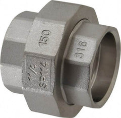 Merit Brass - 1-1/4" Grade 316 Stainless Steel Pipe Union - Socket Weld x Socket Weld End Connections, 150 psi - Exact Industrial Supply