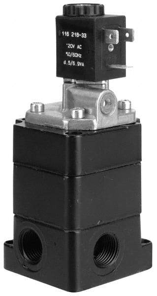 ARO/Ingersoll-Rand - 2.8 CV Flow Rate, 4 Way Poppet Air Control Valve - 1/2" NPT Inlet, 120 VAC, Solenoid Actuator - Exact Industrial Supply