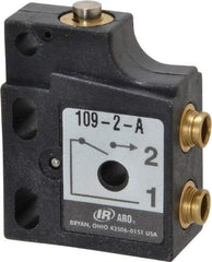 ARO/Ingersoll-Rand - 0.09 CV Rate, 3 Way Valve Mini Mechanical Valve - 5/32" NPT Inlet, 5/32" NPT Outlet, 150 Max psi, Straight Plunger - Exact Industrial Supply