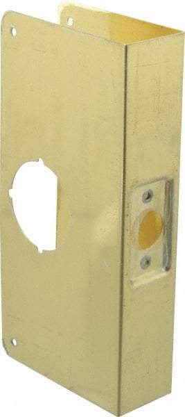 Don-Jo - 4-1/4" Wide x 9" High, Polished Brass Finish, Door Reinforcer - 1-3/4" Thick Door, 2-3/4" Backset - Exact Industrial Supply