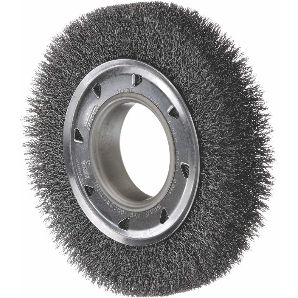 Osborn - Wheel Brushes; Outside Diameter (Inch): 8 ; Arbor Hole Size (Inch): 2 ; Wire Type: Crimped ; Fill Material: Stainless Steel ; Face Width (Inch): 1-1/2 ; Trim Length (Inch): 1-1/2 - Exact Industrial Supply