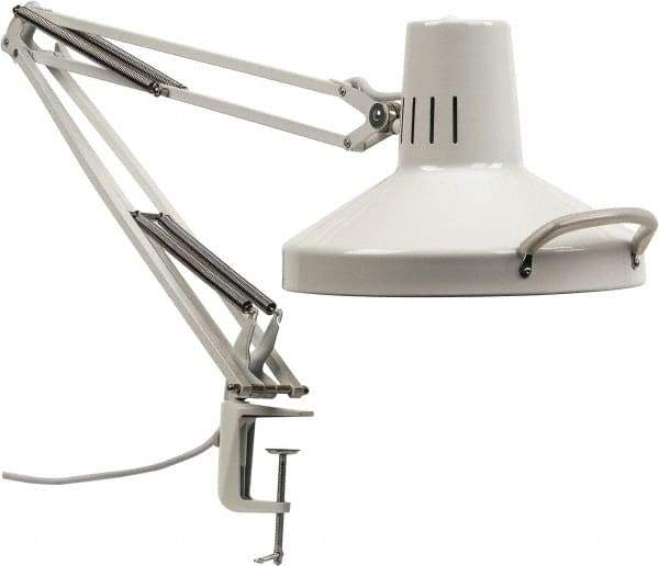 Value Collection - 120 VAC, 22, 100 Watt, Swing Arm Machine Light - Clamp Mount, 5 Ft. Cord, White - Exact Industrial Supply