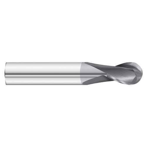 3/16″ Dia. × 3/16″ Shank × 3/8″ DOC × 2″ OAL, Carbide TiAlN, 2 Flute, 30° Helix, Round, External , Ballnose End Mill - Exact Industrial Supply