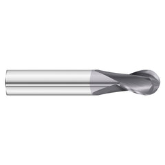 3/16″ Dia. × 3/16″ Shank × 3/8″ DOC × 2″ OAL, Carbide TiAlN, 2 Flute, 30° Helix, Round, External , Ballnose End Mill - Exact Industrial Supply