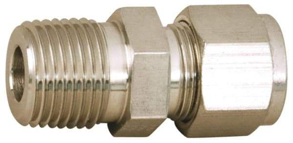 Parker - 1/2" OD, Stainless Steel Male Connector - -425 to 1,200°F, 1-3/8" Hex, Comp x MNPT Ends - Exact Industrial Supply