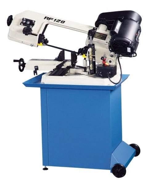 Enco - 5 x 6" Max Capacity, Manual Step Pulley Horizontal Bandsaw - 80, 120 & 200 SFPM Blade Speed, 110 Volts, 45 & 60°, 1/3 hp, 1 Phase - Exact Industrial Supply