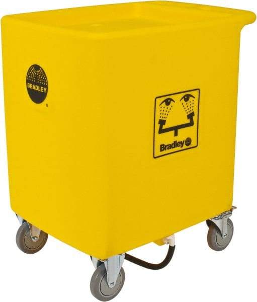 Bradley - 56 Gallon Eye Wash Station Waste Cart - Compatable with Bradley Portable Eye Wash Station S19-921, Includes 2 Clearly Marked Eye Wash Signs - Exact Industrial Supply