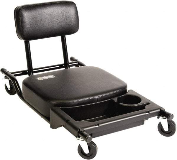 ShopSol - 300 Lb Capacity, 4 Wheel Creeper Seat - Steel/Vinyl, 32" Long x 18" Overall Height x 16" Wide - Exact Industrial Supply