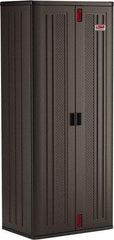 Suncast - 4 Shelf Locking Storage Cabinet - Polypropylene, 30" Wide x 20-1/4" Deep x 72" High, Gray - Exact Industrial Supply
