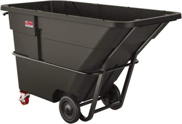 Suncast - 2,300 Lb Load Capacity, 43 Bushels, 2 Cu Yd, Polyethylene Tilt Truck - 47.4" Wide x 86" Long x 51-1/4" High, Matte Gray - Exact Industrial Supply