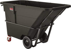 Suncast - 2,200 Lb Load Capacity, 33 Bushels, 1-1/2 Cu Yd, Polyethylene Tilt Truck - 41.28" Wide x 85.87" Long x 49" High, Matte Gray - Exact Industrial Supply